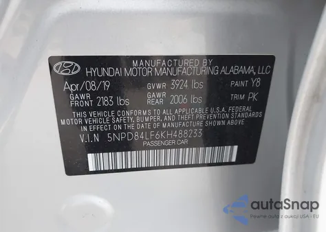 2019 Hyundai Elantra Sel from USA, damaged, VIN 5NPD84LF6KH488233